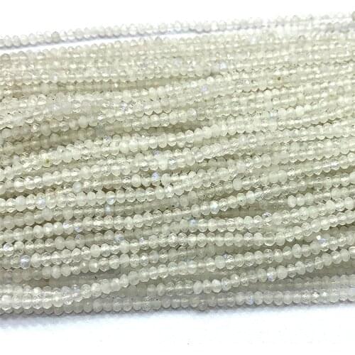 Veemake Moonstone Natural DIY Necklace Bracelets Earrings Ring Faceted Small Rondelle Womens Beads For Jewelry Making 06716