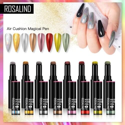 ROSALIND Magical Mirror Pen Nail Powder Enamel Semi Permanent Glitter Chrome Holographic Art Decoration Mirror UV Gel Polish