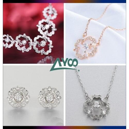 Fashion Jewelry SWA High Quality Charm 1:1 Simple Hop Crystal Flower Clover Earrings Necklace Set Womens Luxury Jewelry Gifts