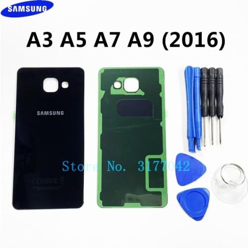 Battery Door Replacement For Samsung Galaxy A9 A910 A7 A710 A5 A510 A3 A310 2016 Back Glass Housing Case Rear Cover + Tools
