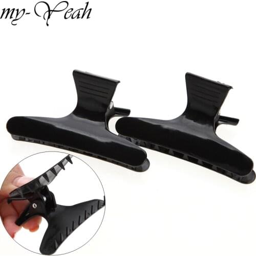 2Pcs/Pack Black Butterfly Clamps Clips for Fastening Hair Style Section Big Hair Folder Claw Pro Salon Barber Hair Styling Tools