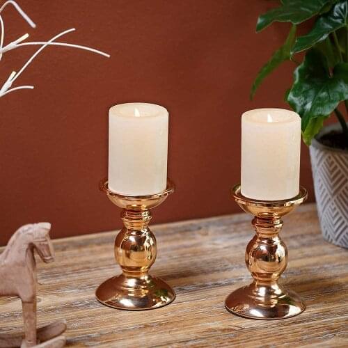 Iron Pillar Candle Holders Gold Candlestick Most Ideal for 3" Pillar Candle Gifts for Wedding Party Home Spa Votive Candle Stand