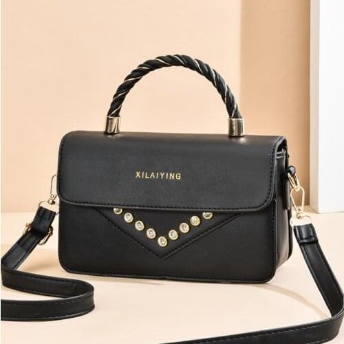 High-Quality Ladies Small Square Bag Rhinestone Decoration Ladies Shoulder Bag All-Match Messenger Bag Shopping Ladies Bags