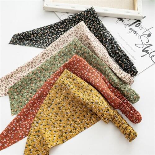 Four seasons new womens all-match bag head triangle scarf elastic headband European and American floral headband headband