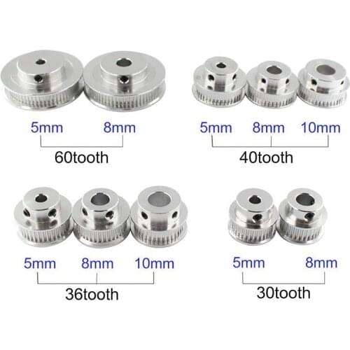 3D Printer Parts GT2 Timing Pulley 30 36 40 60 Tooth Wheel Bore 5mm 8mm Aluminum Gear Teeth Width 6mm 2GT Accessories For Reprap