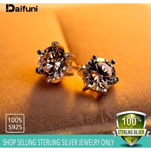 1 Pair 925 Sterling Silver Classic Fashion 5mm 6mm Six Claws Zircon Stud Earrings For Daily Wear Silver Earrings Women Men Gift