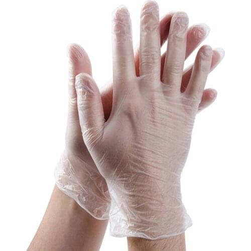 100 Pcs Disposable Powder-Free Vinyl Gloves Food Safe Clear PVC Transparent Exam Glove Cleaning Small Medium Large XLarge XL