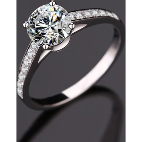 14K White Gold 4 claws Moissanite Ring Round brilliant Cut Luxury moissanite jewelry 1ct 2ct 3ct Anniversary Engagement Ring