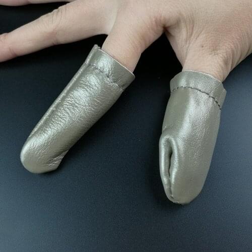 2pcs Cowhide Real Leather Finger Thimble Protection Needle Felting Thumb Index Hand Craft Embroidery Tool Thimble Leather