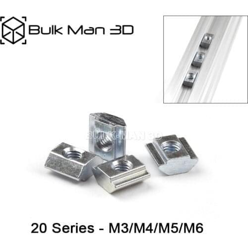 20pcs/lot 2020 M3/M4/M5/M6 Sliding T-Nut T Block Square Nuts T-Track Sliding Hammer Nut for Fastener Aluminum Profile