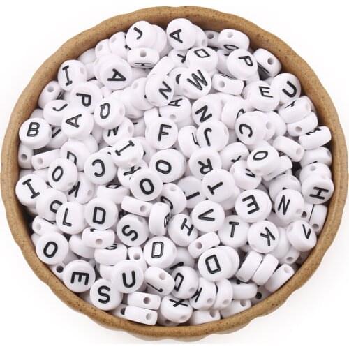 200/400pcs 5x10mm round white and black Acrylic letter beads spacer beads making jewelry necklace bracele