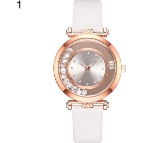 40%HOT Fashion Rhinestone Balls Round Dial Crocodile Pattern Strap Quartz Wrist Watch