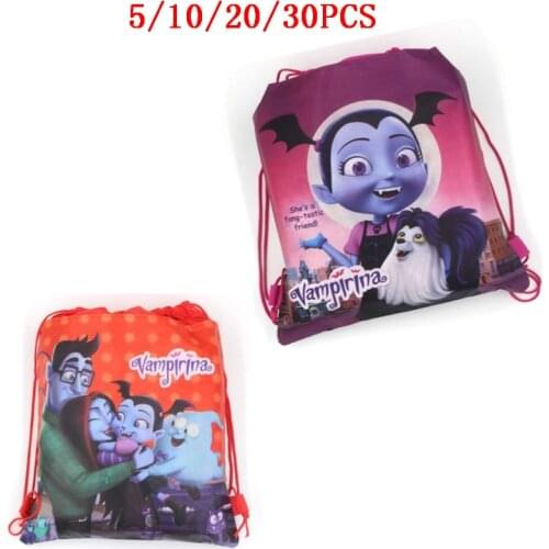 5/10/20/30PCS Vampirina Theme Kids Girls Favors Non-woven Fabric Baby Shower Backpack Happy Birthday Party Drawstring Gifts Bags