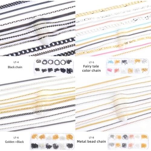 Pipatian 12 Grids Colorful Nail Rhinestones Chain Beads Connector Handmade Crafts Metal Bracelet Making Diy Jewelry Copper Chain
