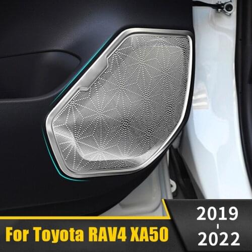Stainless Car Interior Door Speaker Cover Audio Sound Frame Trim Case Decoration Accessories For Toyota RAV4 2019 2020 2021 XA50