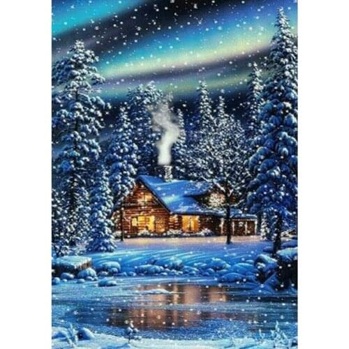 CraftArtGo 5D DIY Diamond Embroidery Snow House Full Round Square Rhinestone Mosaic Painting Cross Stitch Flower Diamond Art Kit