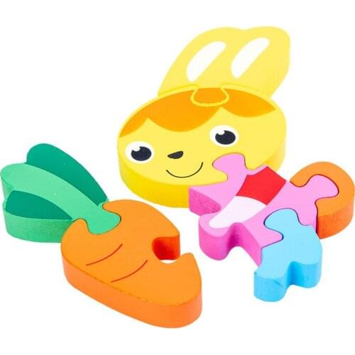 Wooden 3D Puzzles Kids Toys Montessori Materials Large Bricks Bright Educational Toys For Children Teaching Aids Learning Toys