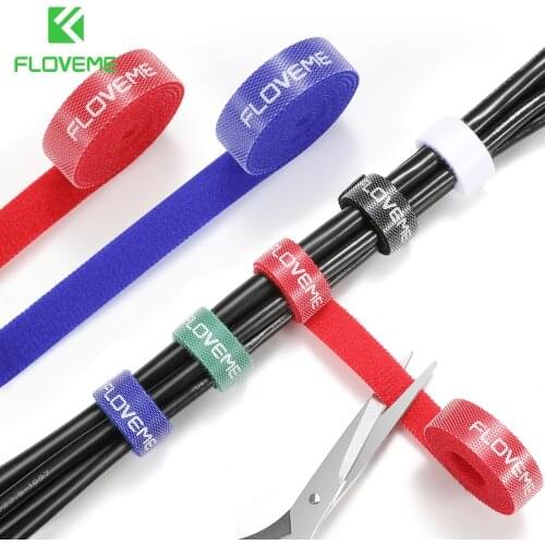 FLOVEME 1M/3M/5M Repeatable Tape Cable Winder Power Cords Management HDMI Mouse Cord Wire Collector Earphone Organizer Velcro