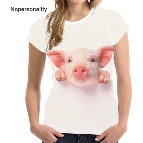 Nopersonality Cute 3d Pig Print T Shirt Animal Short Sleeve for Women Funny Female Ladies Summer Tshirt Pink Breathable Tees XXL