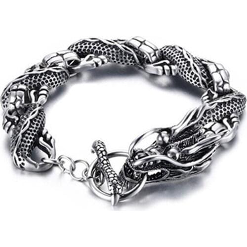 Hot Sale Fashion Titanium steel Dragon Shape Bracelet Classic Exotic Style Mens Dragon Biker Bracelet Jewelry Birthday Gifts