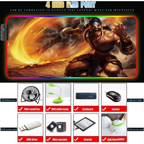 League of Legends Gaming Mouse Pad Multi-function Oversized Mouse Pad RGB with 4HUB USB LED Backlight Carpet Keyboard Table Mat