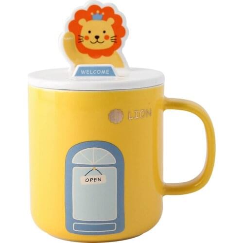 Creative Mobile Phone Holder Water Cup Household Ceramic Cartoon Mug Cute Animal Couple Send Gift Cup