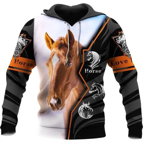 2020 Fashion Animal hoodies Love Horse beautiful pattern 3D Printed hooded Sweatshirt Unisex Casual Pullover sudadera hombre