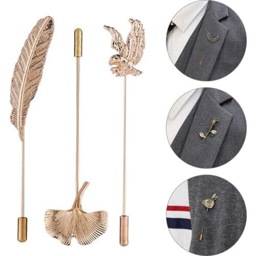 1PC Men Long Brooches Retro Alloy Brooch Pins Collar Suit Stick Pin Fashion New Men Suit Shirt Collar Accessories