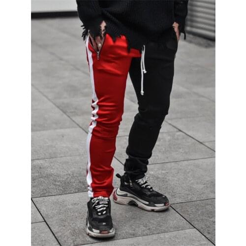 2021 Mens Joggers zipper Casual Pants Fitness Sportswear Stitching Bottoms Skinny Sweatpants Trousers Gyms Jogger Track Pants