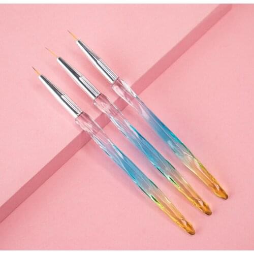 3Pcs Manicure Brushes Set Nail Drawing Line Grid Nail Art Liner UV Gel Acrylic Brushes Painting Pen Gradient Crystal DIY Tools