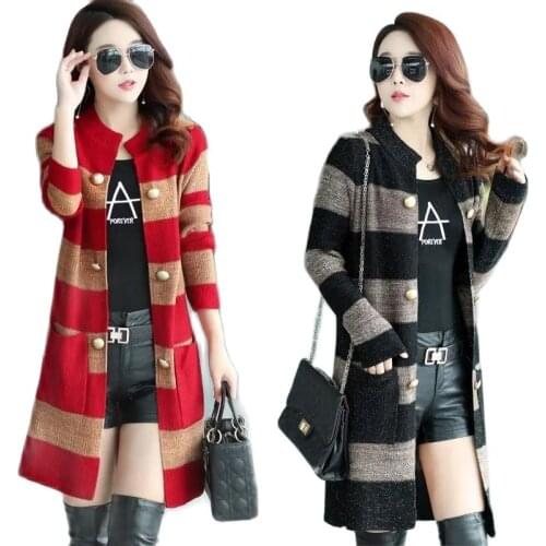 New Knitted Single-Breasted Womens Sweater Spring And Autumn Loose Thin Femme CoatKnitted Mid-length Cardigan Ladies Jacket