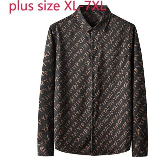 New Arrival Fashion Suepr Large Spring And Autumn Youth Printed Long Sleeve Casual Shirts Men Plus Size XL 2XL3XL4XL 5XL 6XL 7XL