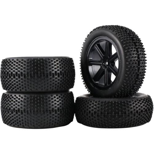 2 Pair 85mm Wheel Hub Rim & Rubber Tires For 1:10 Off-Road RC Car Buggy Tires Spare Parts Accessories Component