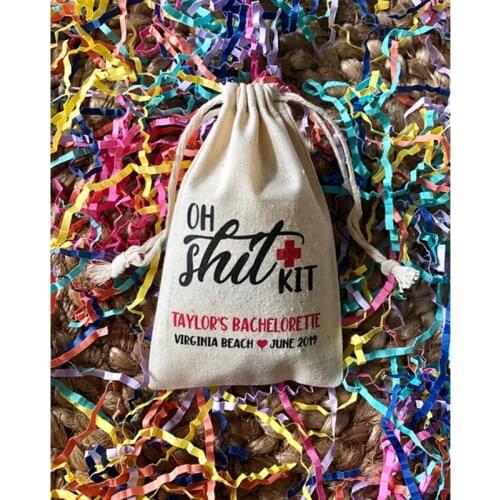 Custom Bachelorette favor gift Bag Oh Sh*t Kit bag hen party survival Kit bags wedding thank you bag bridal shower hangovers kit