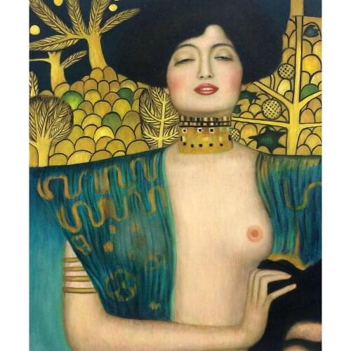 Hand Painted Portrait Paintings Gustav Klimt Judith Canvas art woman High quality Home decor