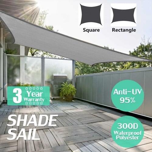 Gray 300D waterproof shade sail, anti-ultraviolet awning, ultralight garden swimming pool awning, shade sail, camping awning2021