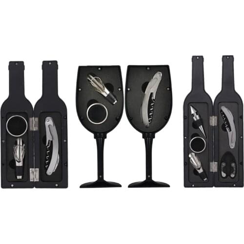 Wine Bottle Corkscrew Stopper Set, With Bottle/cup Storage Box, Stainless Steel Pour Spout Drip Ring, Practical Bar Gadget