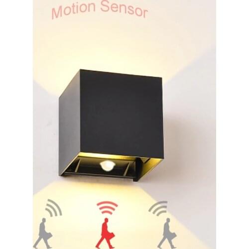 Cube LED Garden Porch Lights Motion Sensor 12W 20W Indoor Outdoor Wall Lamps IP65 Waterproof Aluminium Up And Down Lighting Lamp
