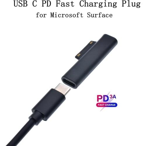 Type C Female Adapter Converter USB-C PD Fast Charging Plug Connector for Microsoft Surface Pro 3 4 5 6 Go for Surface Book