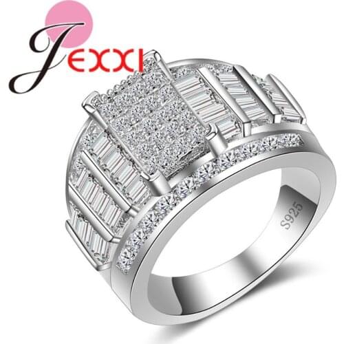 Top Quality Fashion Elegant 925 Sterling Silver Rings For Wedding Engagemenet Jewelry Austrian Crystal Party Ring Bijoux