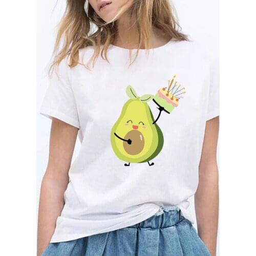 Summer 2020 Avocado Print T-shirt Women T Shirts Harajuku 90s GraphicTee Shirts Kawaii Shirt Short Sleeve Tops Cute Sweet Sport
