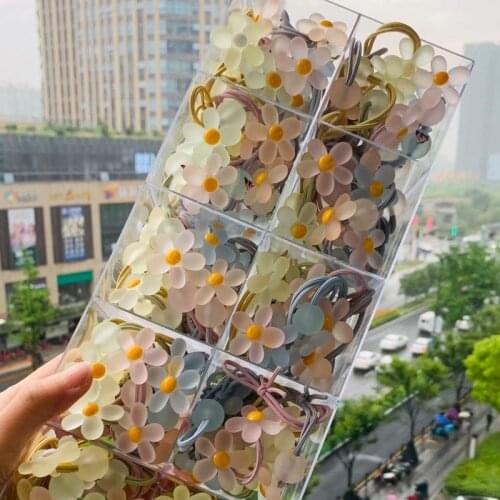 2021 Korea Women Hair Ropes Crystal Pearl Flower Elastic Rubber Band for Girl Fashion Hair Accessories Hair Ties Wholesale