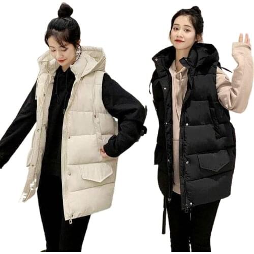 Womens Sleeveless Vest 2021 New Fashion Autumn And Winter Cotton Vest Womens Jacket Mid-length Loose Wild Women Waistcoat