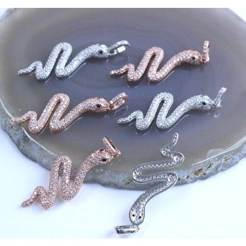 10pcs Snake shape cz pendant charm,cubic zirconia micro pave charm jewelry,,fashion cz jewelry component wholesale