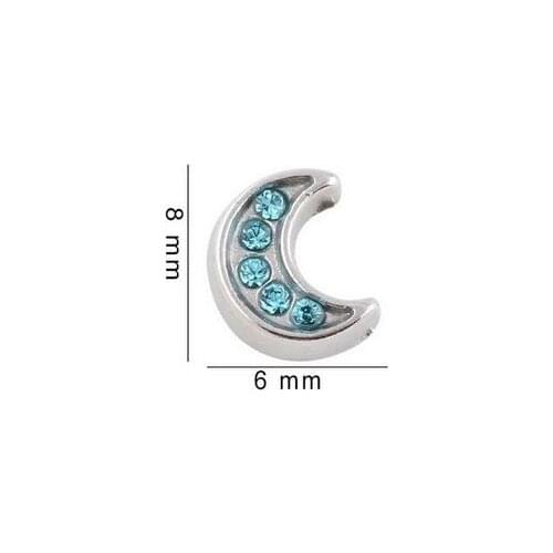 20PCS/lot Blue Crystal Moon Floating Locket Charms Fit For Magnetic Memory Floating Locket Jewelrys Making