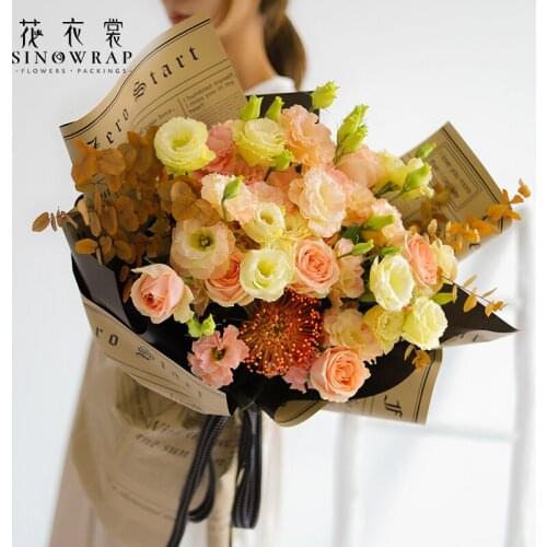 20PCS SINOWRAP The latest style two-color printing fashion English flower wrapping paper holiday party birthday home decoration