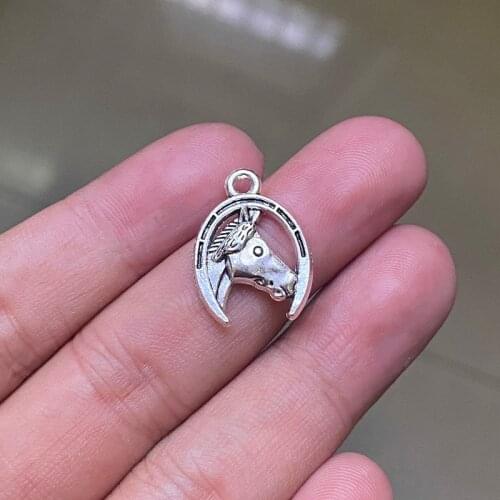 30pcs 20x15mm Horse Horseshoe Pendants Charms Jewelry Making DIY WomenNecklace Bracelet Handmade Craft Accessories