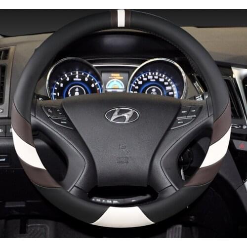 38CM PU Leather Car Steering Wheel Cover Anti-slip for Hyundai i30 kona i10 i35 elantra santa fe Auto Accessories