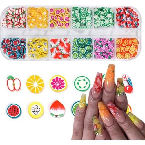 3D Nail Art Fruit Tiny Slices Decorations Mixed Flower Beauty Polymer Clay DIY Designs Sticker Decals For Nails Accessories