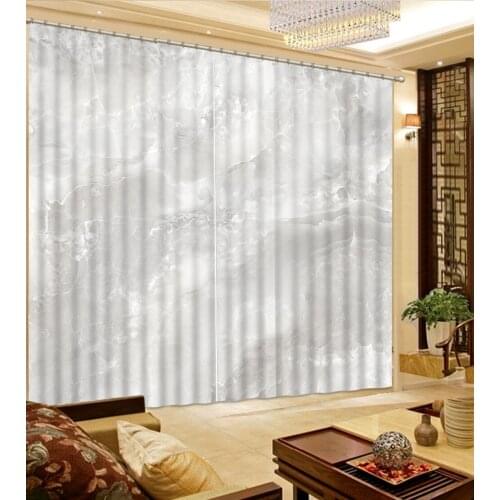 3D Curtain Fashion Customized Curtain Decoration Gray Marble Pattern Curtains For Bedroom Blackout Shade Window Curtains